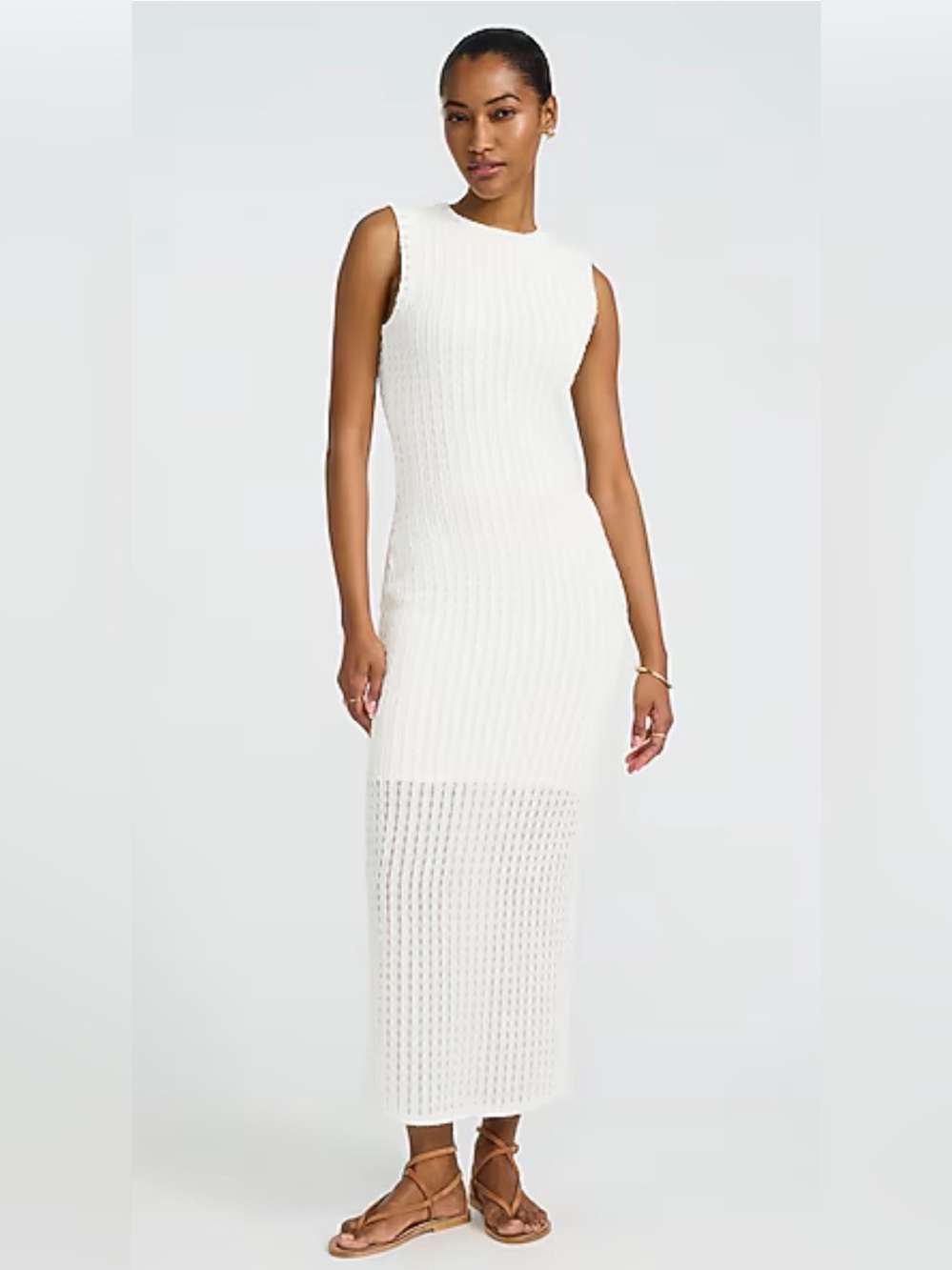 Never Worn - Textured Knit Crew Neck Sleeveless Maxi Sheath Dress